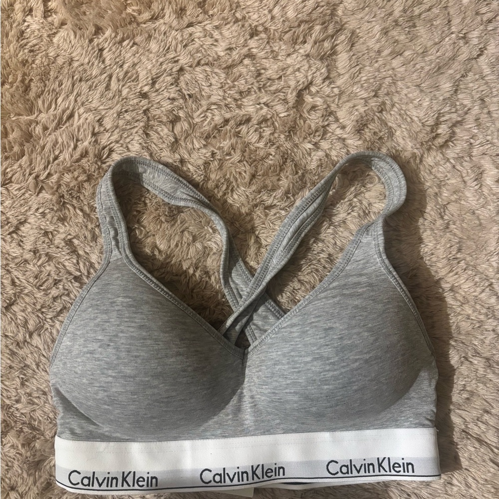 Calvin Klein Gray Cross-Back Bralette